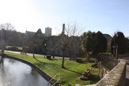 View of Norman House & Christchurch Priory from the Town bridge.